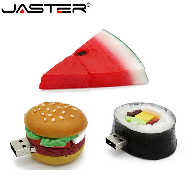 JASTER стильный мультфильм фрукты бургер арбуз USB карта памяти 4 ГБ 8 ГБ 16 ГБ 32 ГБ 2.0% 100 фактическая емкость