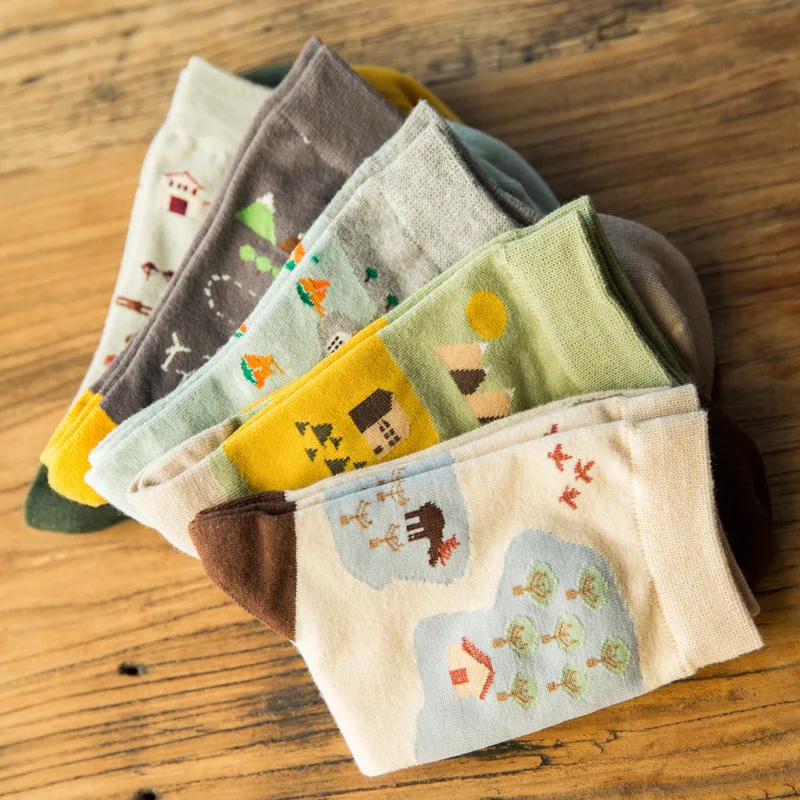 10 Пар/лот Новый женский носки прилив мультфильм осенью и зимой длинные оптом |