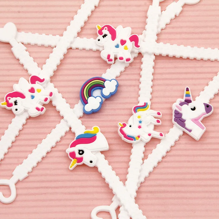 12 шт./лот Единорог резиновые браслеты силиконовый браслет обруч День Рождения