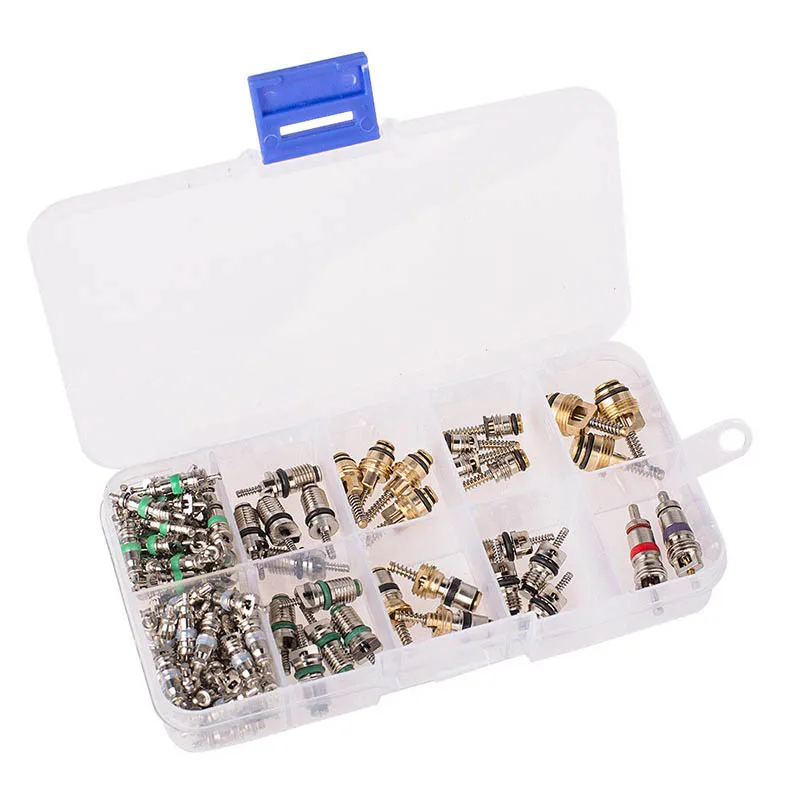 100 Pcs/Box HVAC R134A/R12 A/C Air Schrader Valve Core & Remover Tool Kit 1/4" 5/16" LKS99 | Обустройство дома