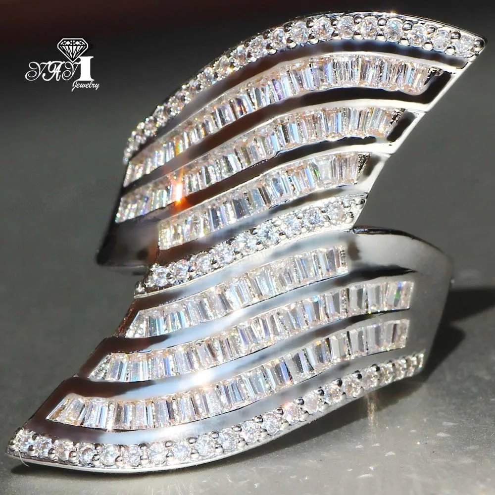YaYI Jewelry Princess Cut 7.6 CT White Zircon Silver Color Engagement Rings wedding Heart Girls Party Gifts 869 | Украшения и