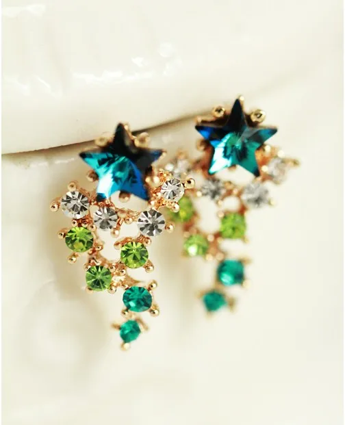 Синие Симпатичные серьги Стразы клипсы не проколотые для женщин женские подарок