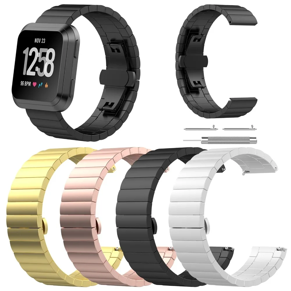 

MASiKEN Stainless Steel link Quick Release Bracelet Watch Band Strap for Fitbit Versa Watchband Luxury Metal Wristband