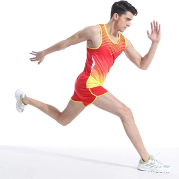 red Новинка, мужская спортивная одежда, спортивный комплект, одежда для марафона, жилет+ шорты, комплекты для гонок, спортивный костюм для бега, бега на открытом воздухе, спортивные костюмы - Цвет: red
