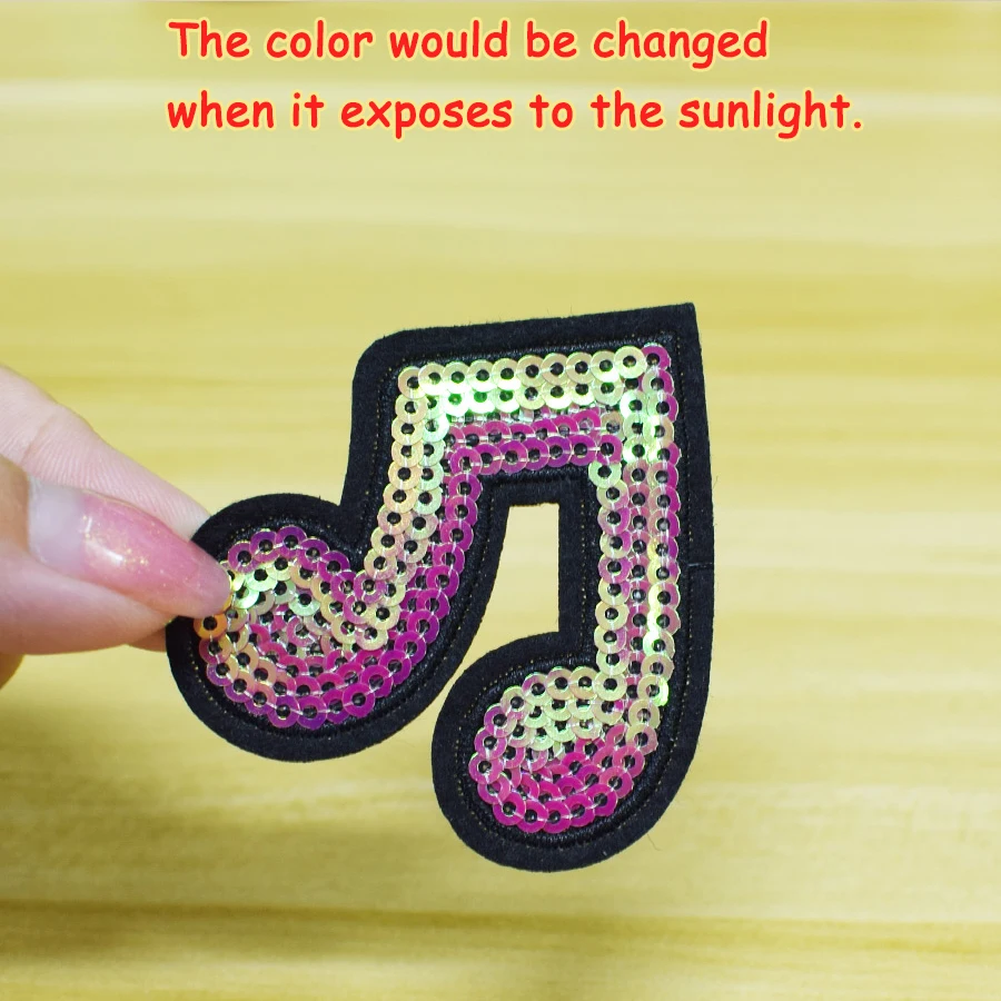 5PCS Sequined Notes Patches for Clothing Iron on Transfer Sequin Applique Cloth Shoes DIY Sew Embroidery Badge | Дом и сад