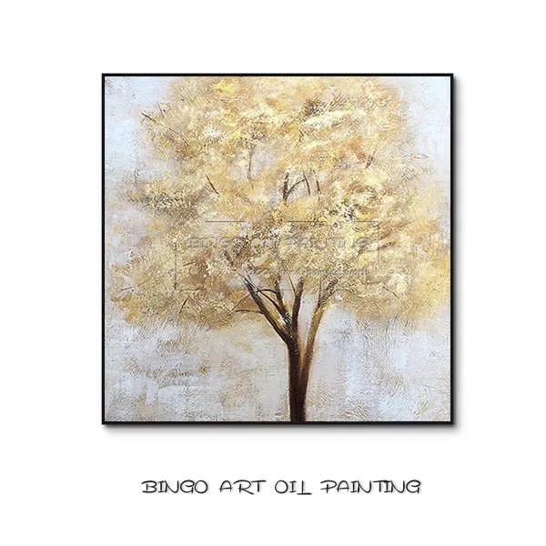 Tree Oil Painting B Ручная роспись высокое качество Абстрактная Золотая фольга дерево масляная живопись ручная роспись красота Искусство стены Современная Золотая фольга дерево масляная живопись - Цвет: Tree Oil Painting B