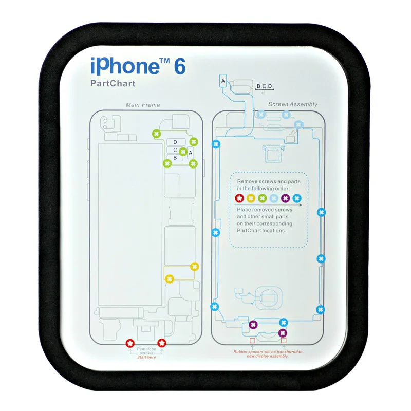 12 шт./лот, магнитный винт-коврик для iphone X, 8, 8 plus, 6, 6 plus, 6s, 7, 7 plus, профессиональные инструменты для ремонта пластин, абсорбирующие винты