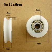 free shipping u groove sliding door wheel 5x17x6mm pom caoted with 625zz bearing roller inner 5mm groove wheel