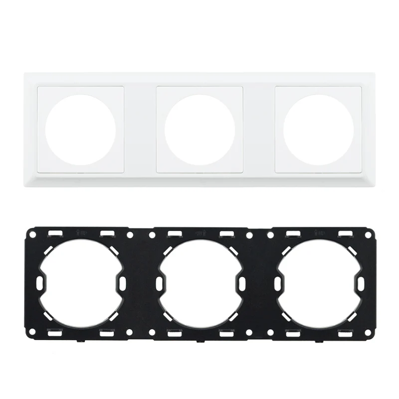 Triple Panel L1 настроить diy части белая пластиковая панель Рамка для настенного выключателя гнездо пластиковая рамка только Singel, двойной, тройной, четырехместный панель - Цвет: Triple Panel