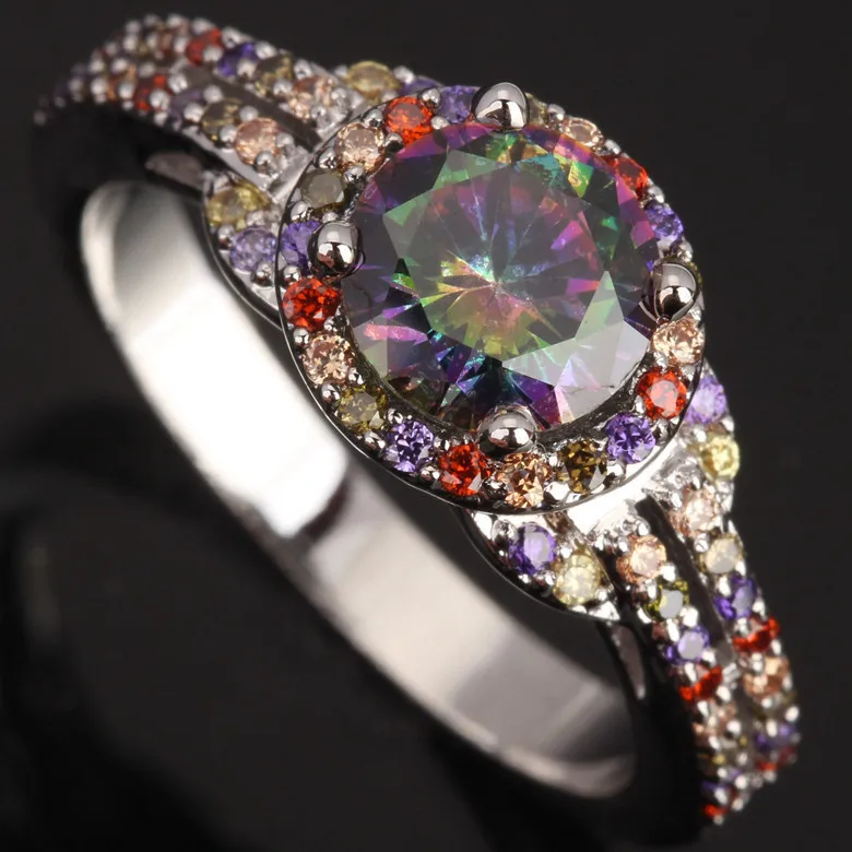Мистик Радуга ювелирные изделия многоцветный морганит вечерние посеребренное