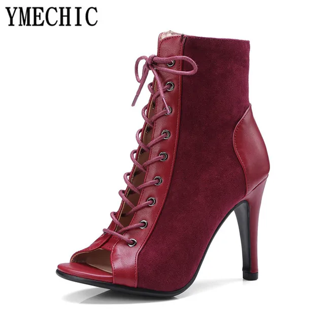 Женские ботильоны на шпильке YMECHIC летние туфли с открытым носком и перекрестными