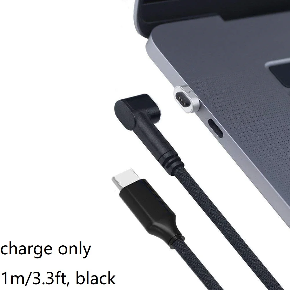 Магнитный адаптер USB C type-C на type-C PD 87W100W Быстрая зарядка L кабель для MacBook Pro, hp Spectre, lenovo Yoga, Dell XPS, MateBook - Цвет: 1m Black Cable