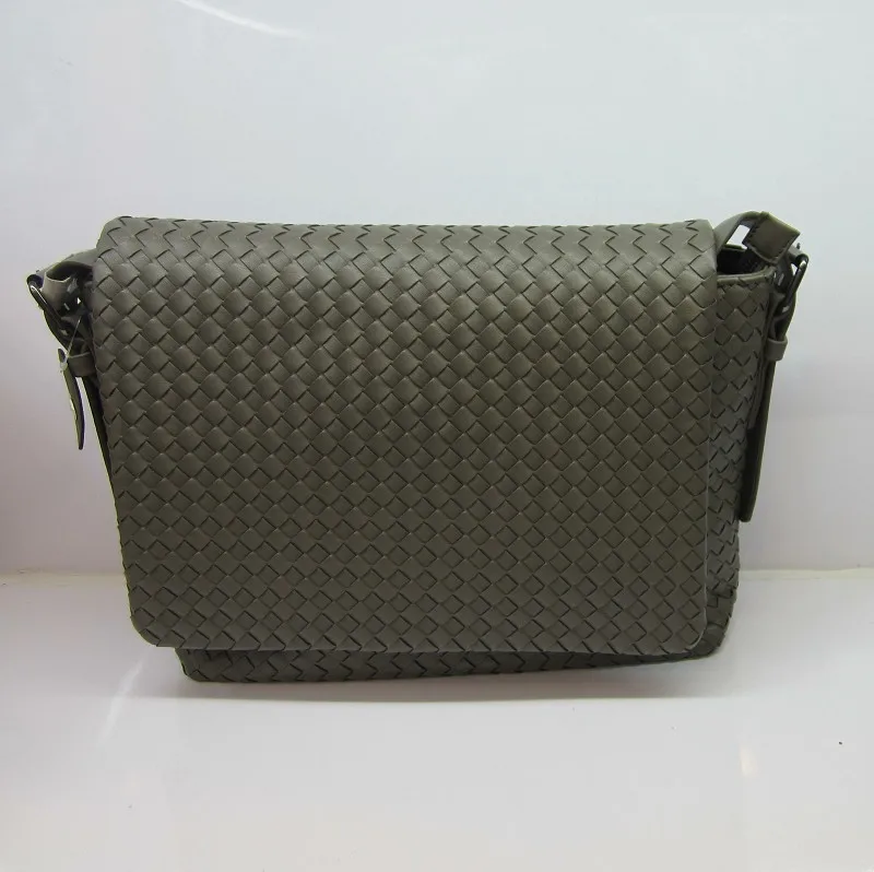 Серый Премиум искусственная кожа сумки мужские сумки тканые Crossbody сумки - Цвет: Серый