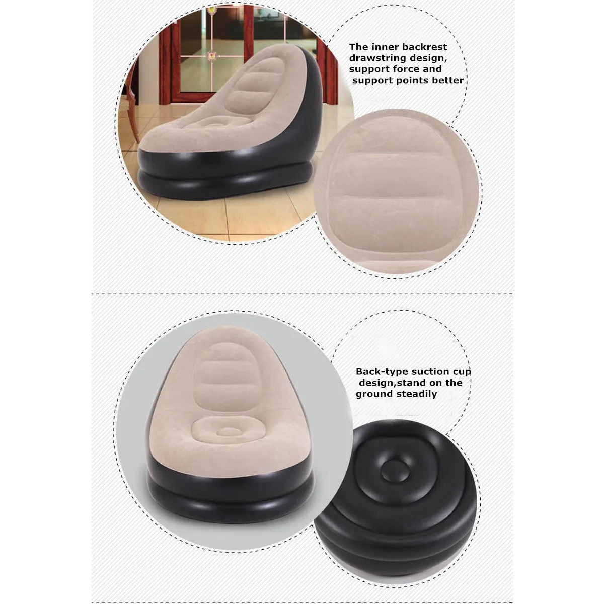 Большой надувной диван кресло мешок фасоли Флокирование ПВХ сад Lounge Beanbag для взрослых уличная мебель Кемпинг альпинизмом путешествия
