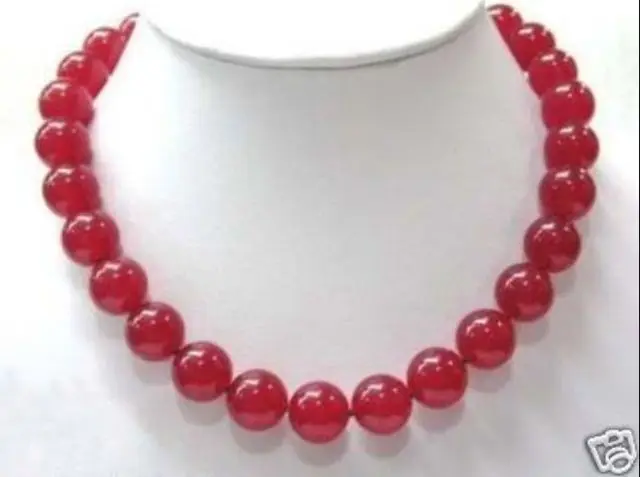 

Beautiful 10mm Red jade Round Beads Necklace 18"