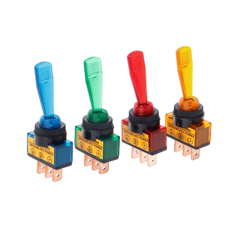 Автомобильный тумблер 3 Pin ВКЛ ВЫКЛ со светодиодной подсветкой DC12V 20A SPST|on-off toggle