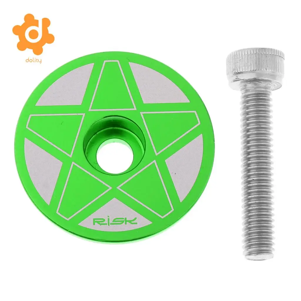 Green Star Алюминиевые бесрезьбовые велосипедные колпачки для гарнитуры 28,6 мм(1-1/8 дюйма) Горный шоссейный велосипед MTB, верхняя крышка, велосипедные аксессуары - Цвет: Green Star