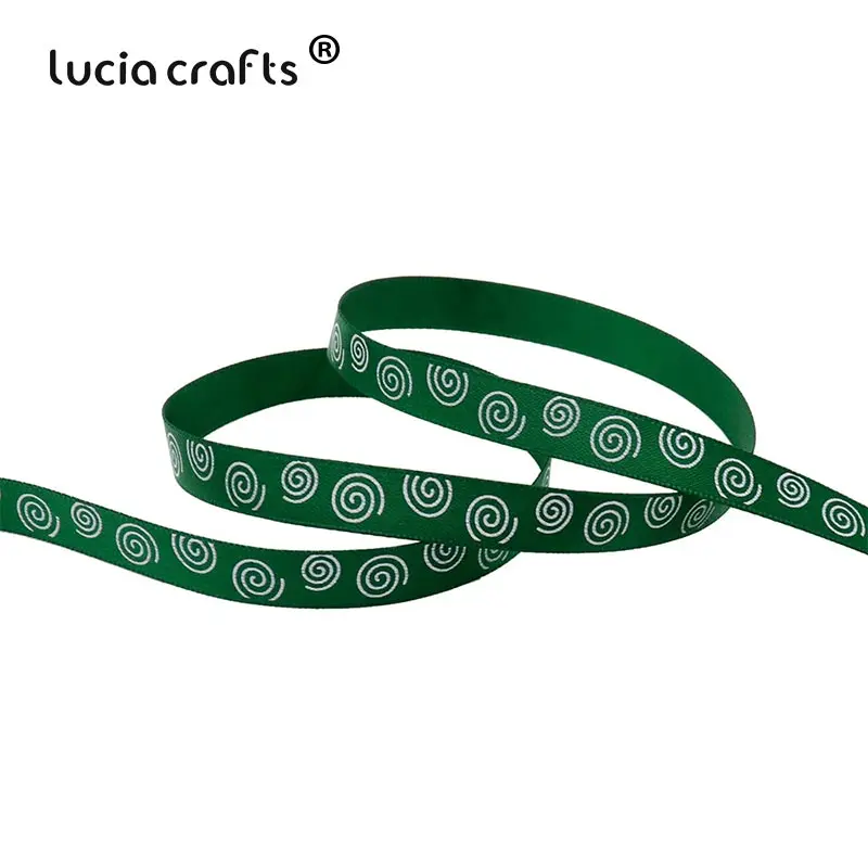 Lucia crafts 5 ярдов/12 ярдов 10 мм печатные рождественские корсажные/атласные ленты DIY рождественские вечерние упаковочные материалы T0502