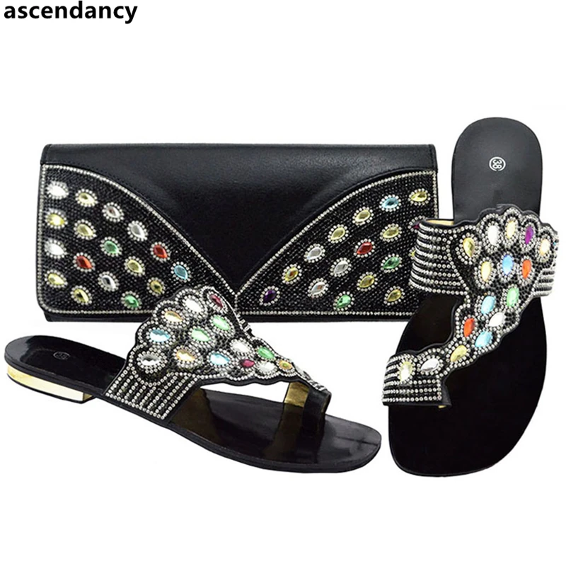 Итальянский дизайнерский комплект из туфель и сумочки со стразами Женский обуви