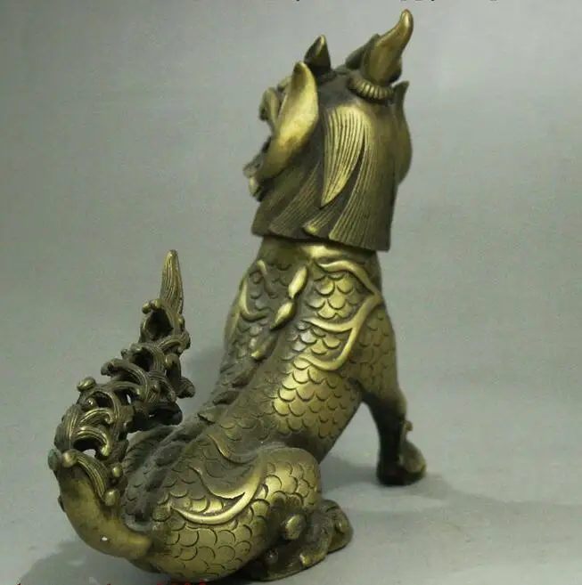 15 см Старый Китайский Фэншуй Kylin QiLin PiXiu Единорог статуя зверя фигурка|figurine metal|statue