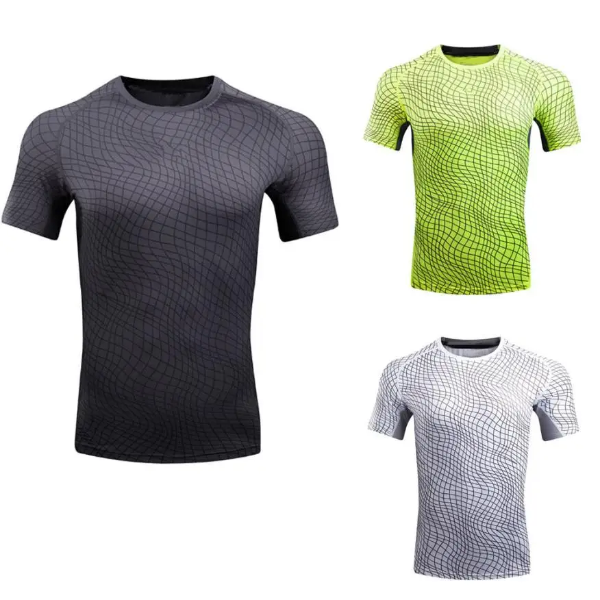 

Summer Cool Casual Men Pro Quick Dry Workout Short Top Tee Runs T-shirts Carefully Clothe Nice Miesten T-paita #AA