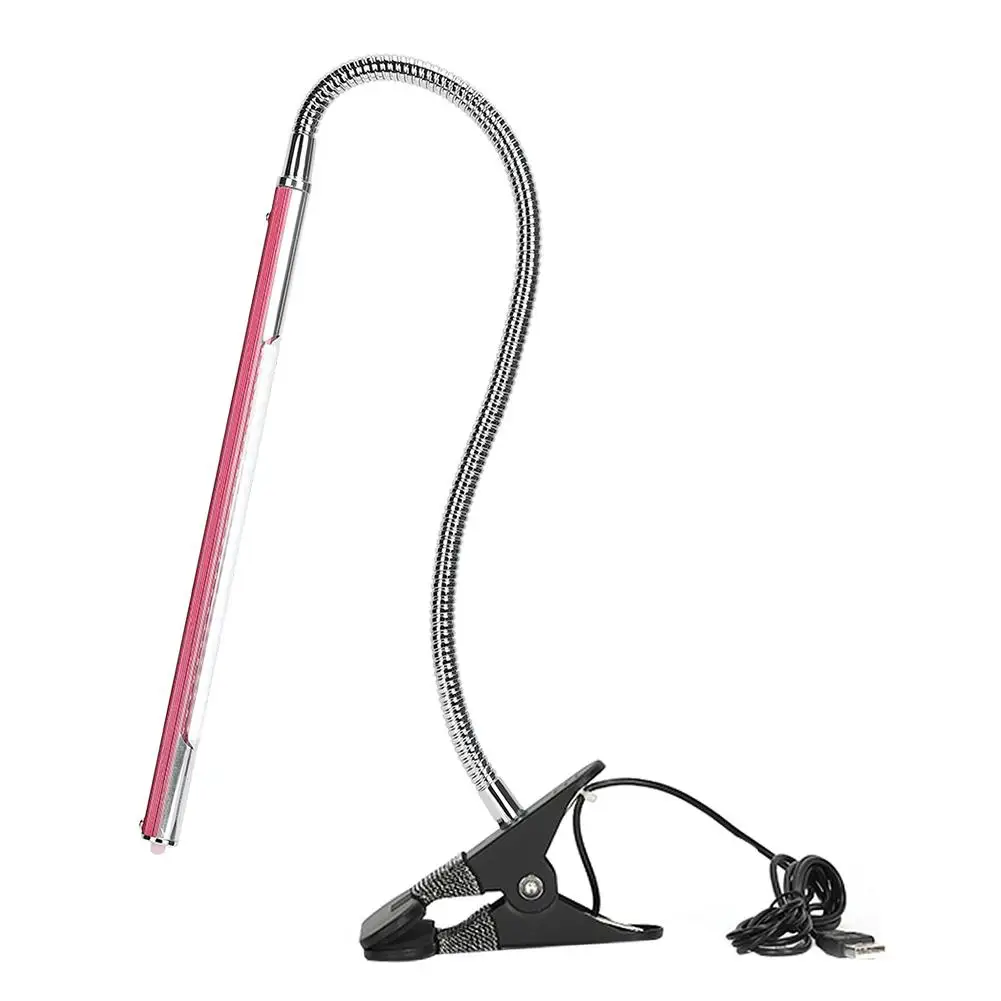 Rose Red Портативная светодиодная USB Настольная лампа с зажимом Регулируемый Настольный свет для татуировки/маникюрные/инструменты для макияжа и ухода за ногтями - Цвет: Rose Red