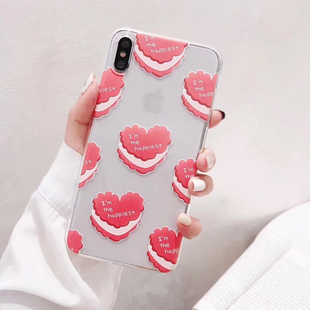 Модный прозрачный чехол из ТПУ с сердечком для iPhone XS Max XR Чехлы 6 6S 7 8 Plus X