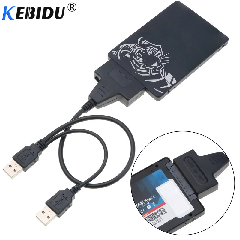 Кабель адаптер kebidu Dual USB 2 0 для SATA 22Pin конвертер 5 мм дюймового жесткого диска с