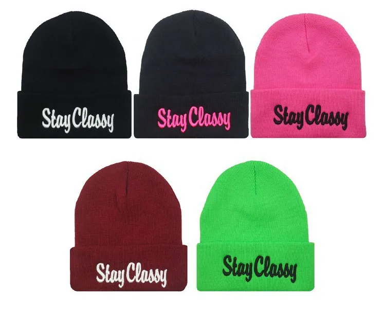 2014 New &quotSTAY CLASSY&quot Beanie Knitted Hat For Women Men Hip hop Cap Winter Free Shipping|cap case|capcaps and t shirts |