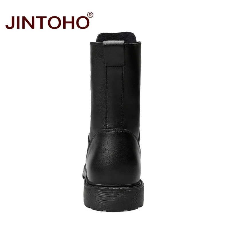 Мужские зимние ботинки JINTOHO из 2017 натуральной кожи мужские кожаные до середины