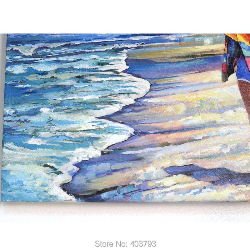 Hand painted oil painting Girl on the beach 70x60cm With love from California Christmas Gift Canvas Art For Living Room | Дом и сад