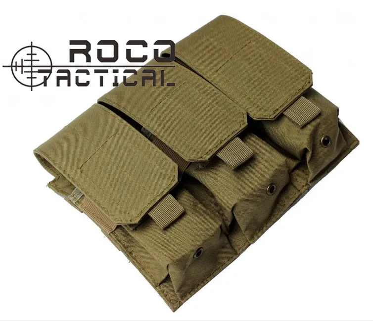 ROCOTACTICAL военный molle тактический, тройной подсумок для M4/M16 винтовка пистолет маг мешок армейский зеленый/Тан/черный/сp Multicam - Цвет: TAN
