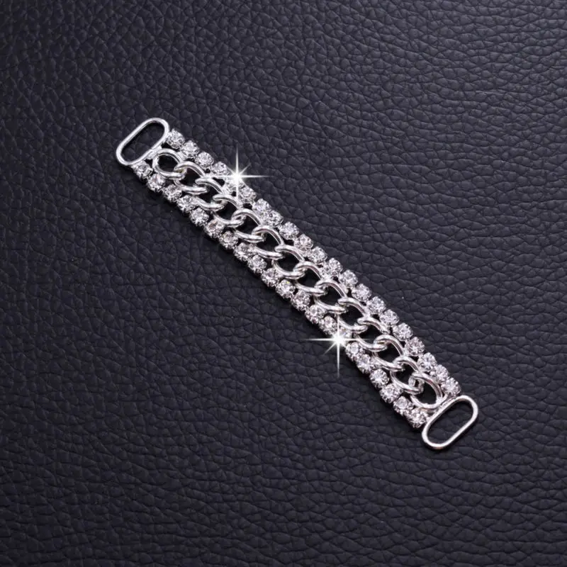 Металлическая Посеребренная цепочка со стразами соединительные пряжки бикини