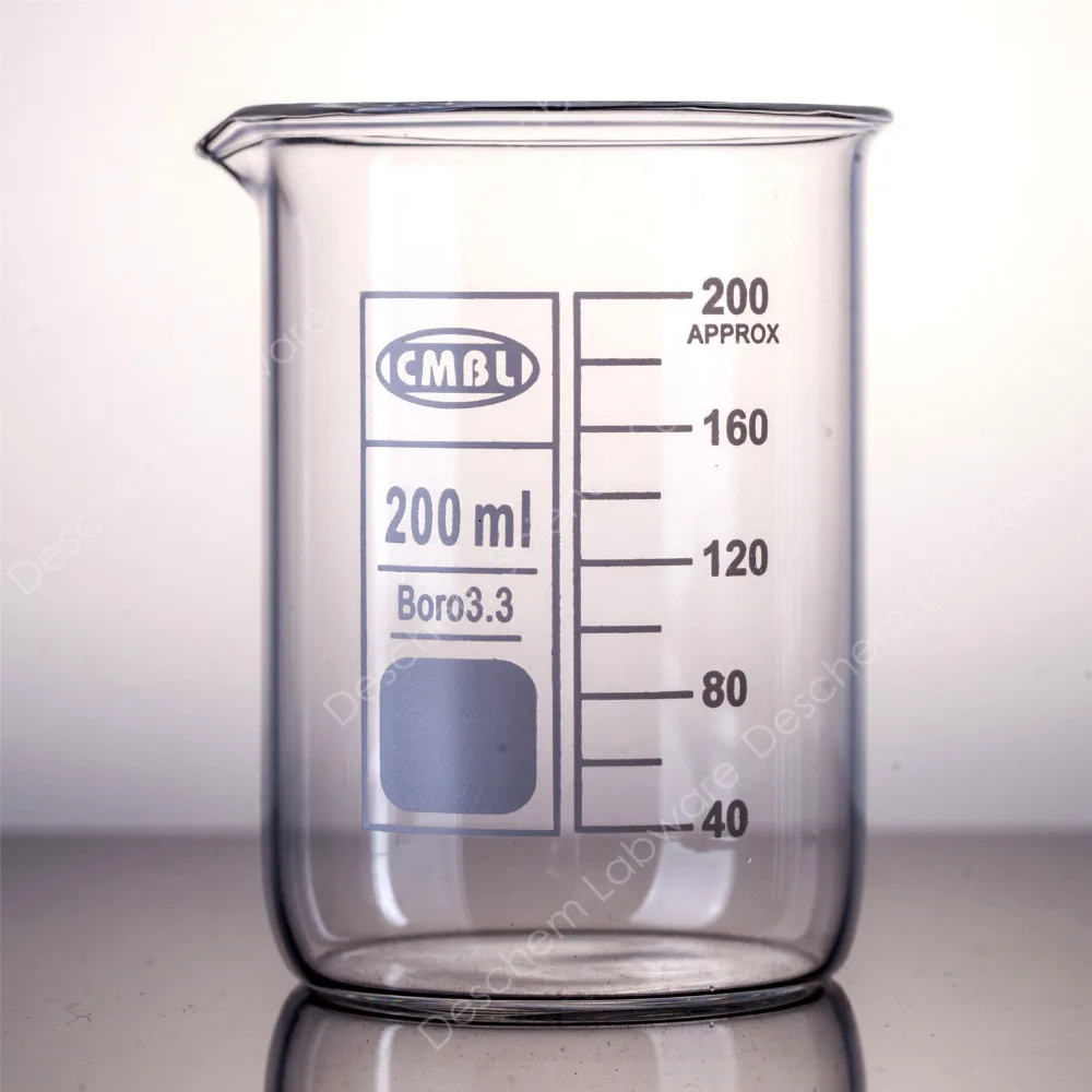 Стеклянный стакан 200 мл низкая форма GG17 стаканы с носиком фотография|glass beaker|200ml