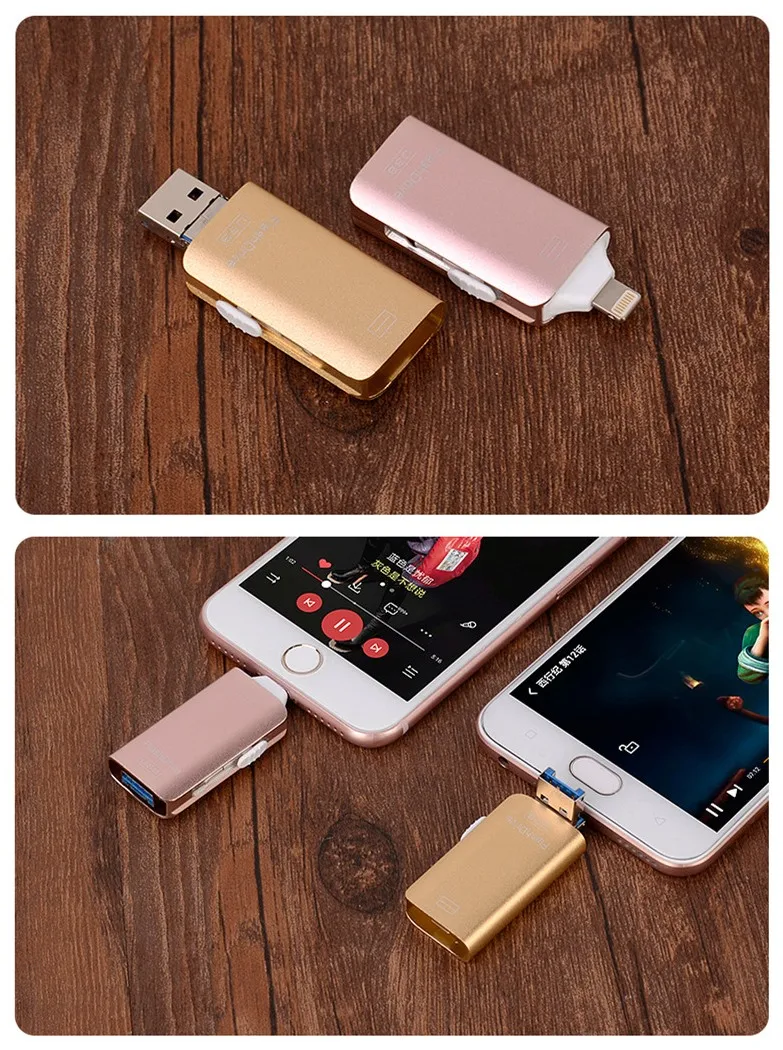 USB флеш накопитель для iPhone X/8/7/7 Plus/6/6s/5/SE/ipad OTG флешка HD карта памяти 16 ГБ 32 64 128 256 usb 3