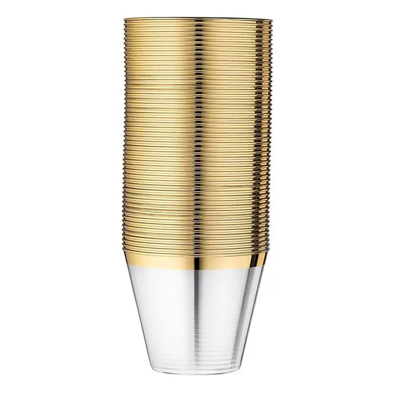 100PCS Fashion Eco-Friendly And Practical Wedding Party Gold Bronzing Plastic Cup Disposable Gold Plastic Cup For Festival