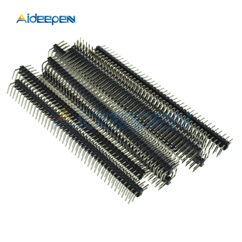 

5Pcs/lot 2.54mm 2 x 40 Pin Male Double Row Right Angle Pin Header Strip