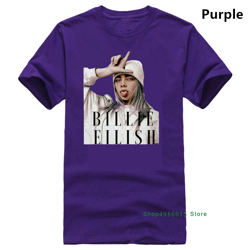 Фиолетовый Billie Eilish футболка Billie Eilish Fans белая хлопковая Мужская S-3XL от поставщика хлопковая Футболка Топ Футболка размера плюс - Цвет: Фиолетовый