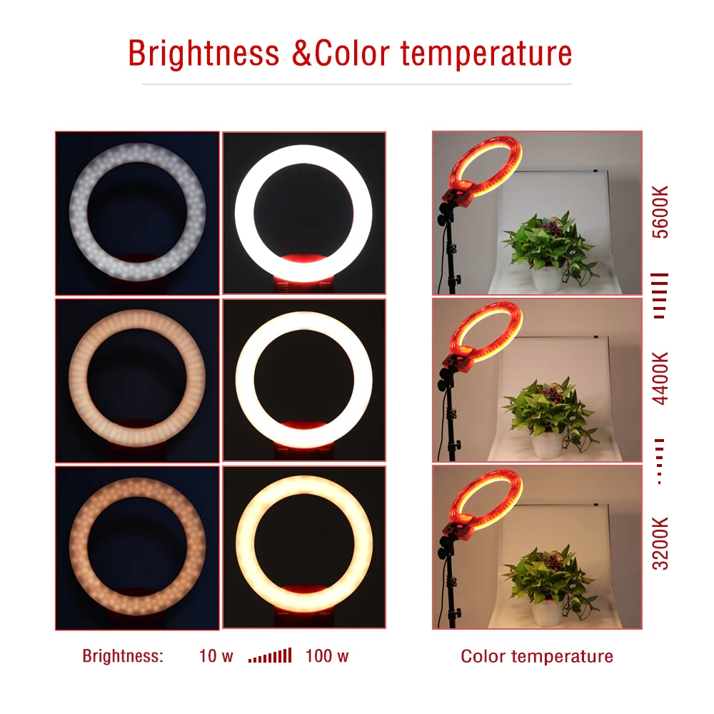 14 дюймов Selfie Ring Light светодиодное фотографическое Освещение 3200 5600K для Youtubu Камера