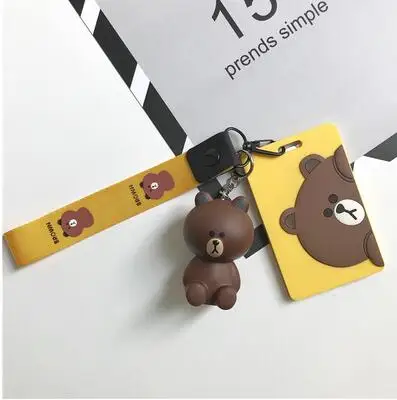 Yellow bear 4 Мультяшный кролик, креативный милый детский значок для девушки, вертикальный держатель для студенческого офиса, школьные принадлежности, ID Имя, держатель для карт - Цвет: Yellow bear 4