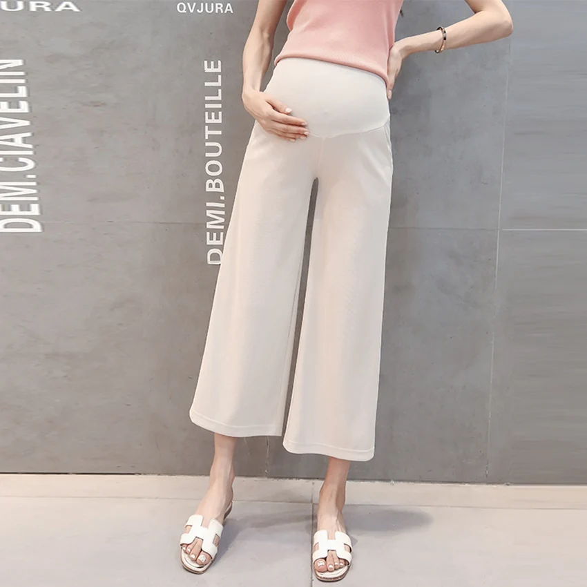 Pregnant women wide leg pants spring and autumn new summer thin section leggings nine points outside wearing stomach | Мать и ребенок