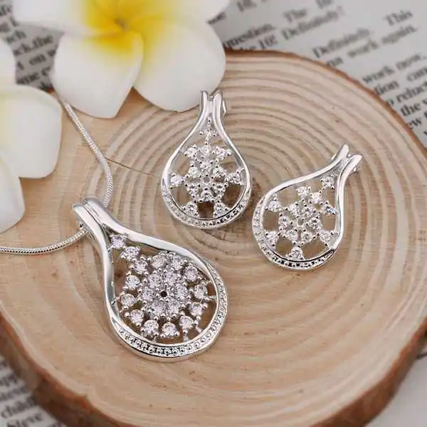 Wholesale Sterling 925 Silver Jewelry Set Fashion Charm Pendant Necklace+Earring SMTS469 | Украшения и аксессуары