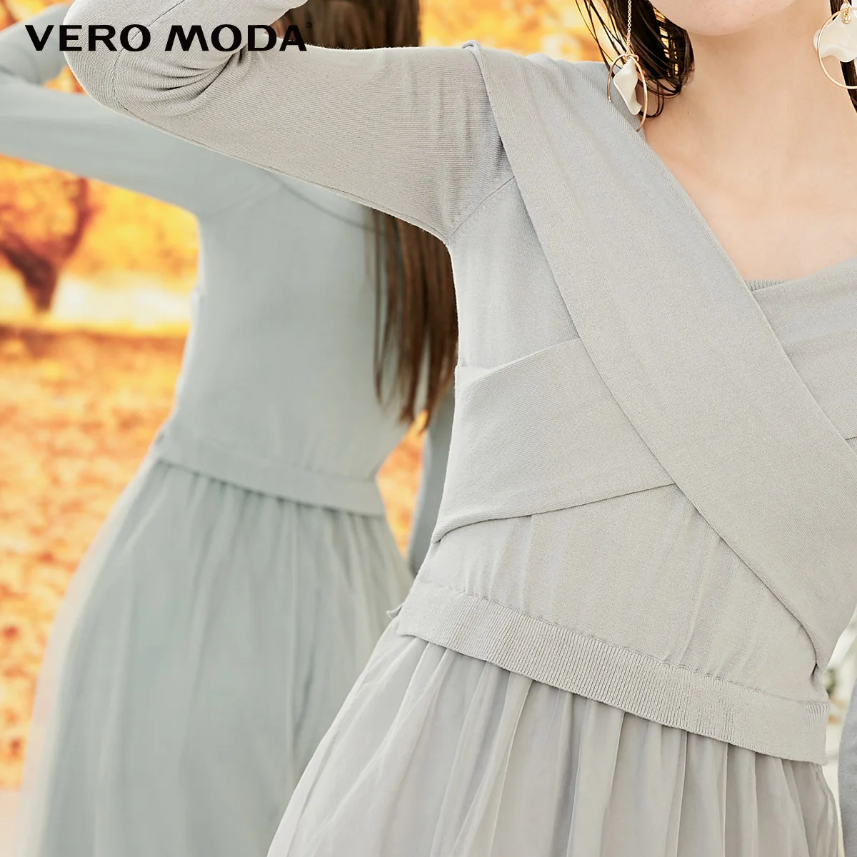 Vero Moda трикотажные Gauzy Splice 3/4 рукава Макси/длинное платье Вечерние платья | 31837C530
