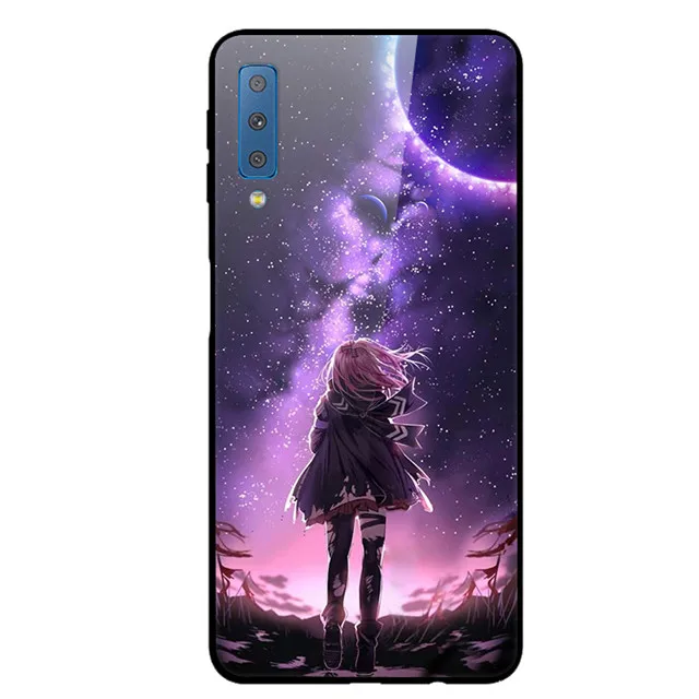 4 A7 2018 Для samsung A7 чехол из закаленного стекла A750 жесткий чехол для samsung Galaxy A7 чехлы для телефонов Чехол 7 7A мягкий бампер - Цвет: 4 A7 2018