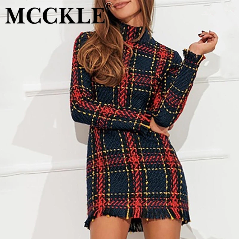 Женское платье MCCKLE облегающее винтажное мини-платье с длинным рукавом и принтом |