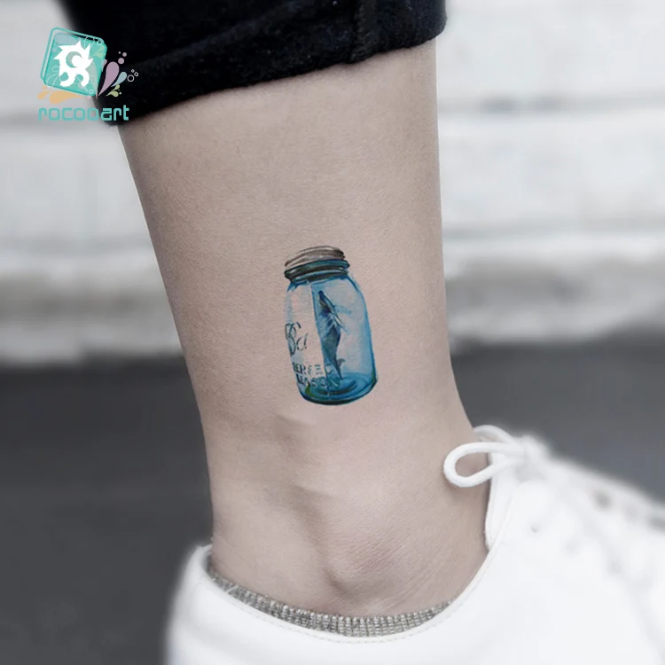 Rocooart Дрифт бутылка Tatuagem синий океан водонепроницаемый временные татуировки наклейки для женщин мужчин поддельные татуировки боди-арт татуировки