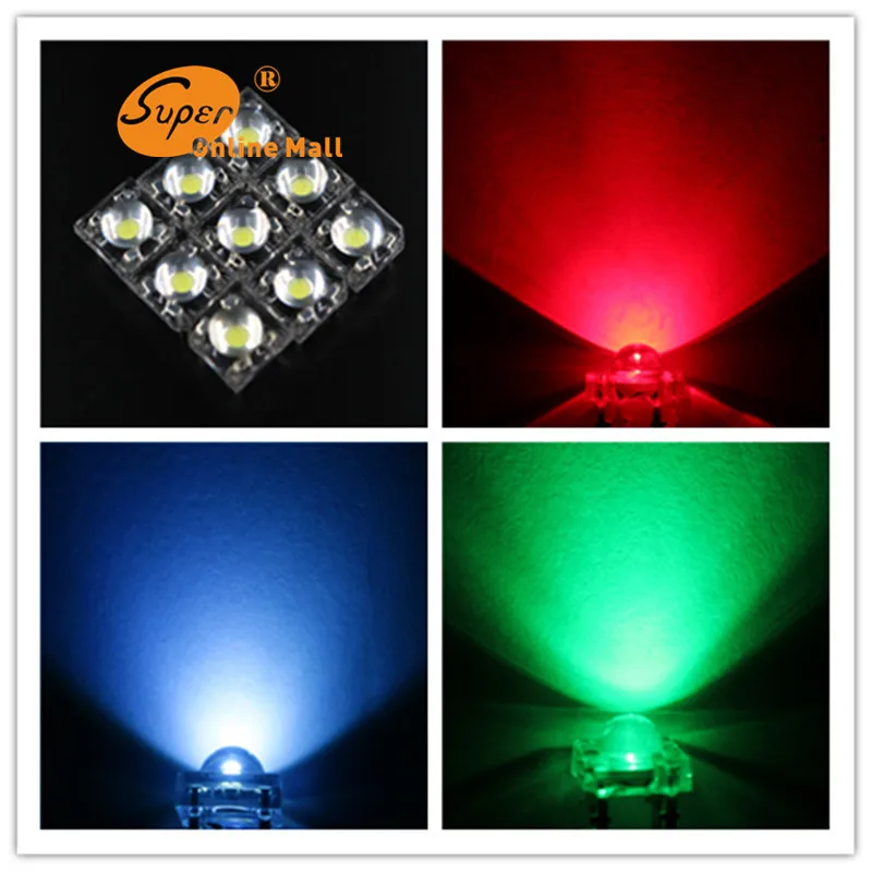 100 шт./лот LED 5 мм RGB Пиранья Супер Потока ОБЩИЙ Анод КРАСНЫЙ/СИНИЙ/ЗЕЛЕНЫЙ купол