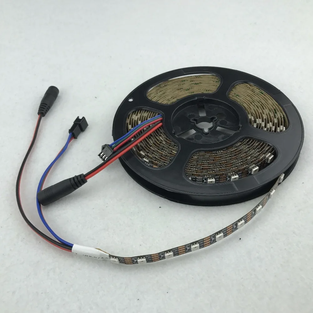 Черный PCB 60 Светодиодный s/m WS2815 DC12V адресуемый полноцветный RGB 5050 светодиодный полосы; 5 м/катушка; не водонепроницаемый; IP33
