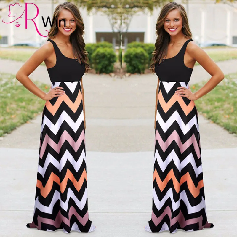 Mrswin Летнее Длинное Платье женское пляжное Boho Макси 2017 высокое качество Брендовое