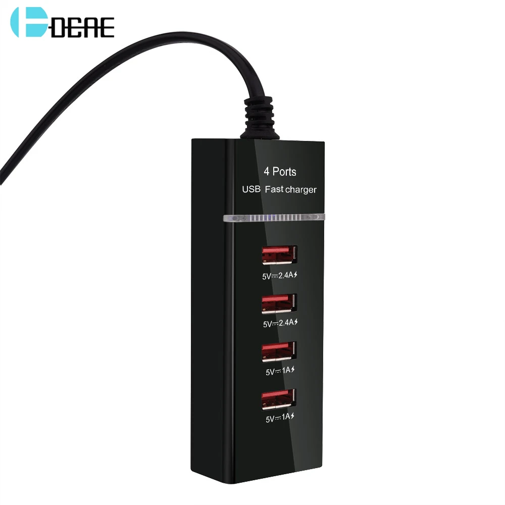 DCAE 4 порта USB зарядное устройство для iPhone X 8 iPad Samsung Xiaomi настенная Зарядка 5 V/3A EU US